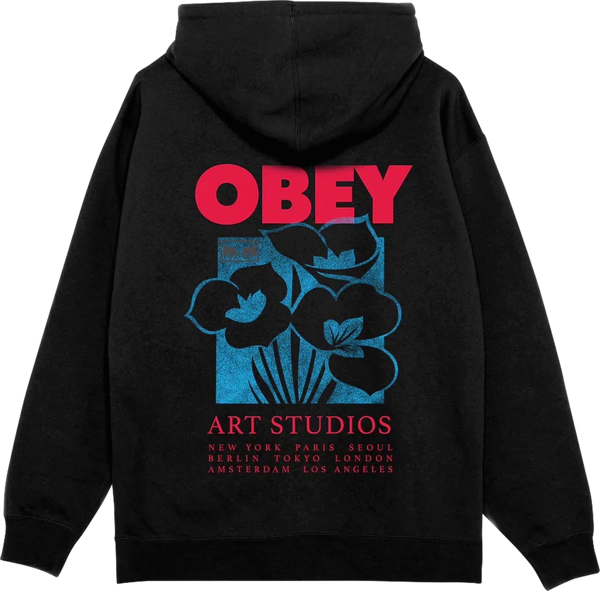 OBEY felpa obey art studio flowers fleece - black da uomo in Felpe con cappuccio Drestige - Casamassima, commercioVirtuoso.it