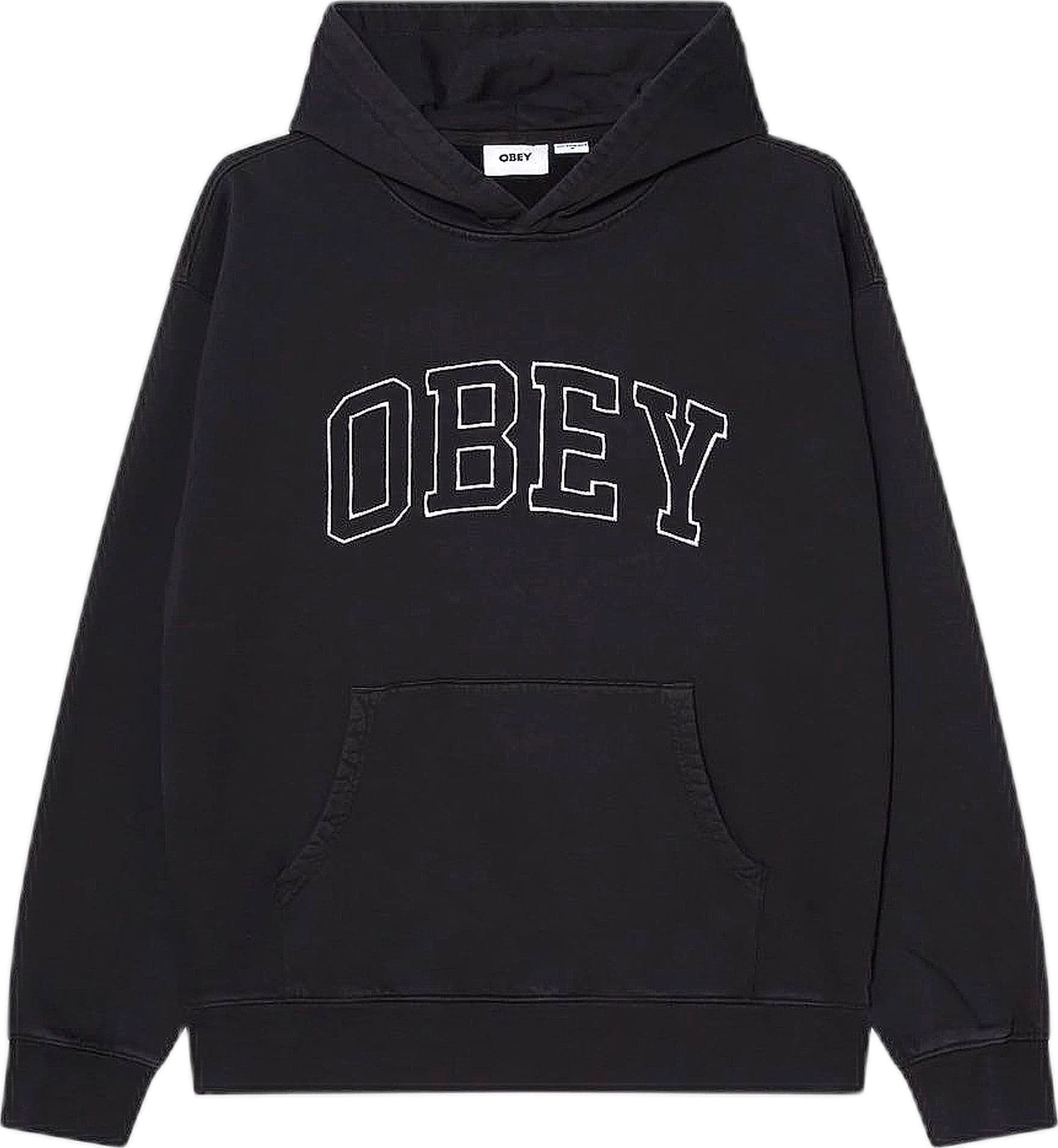 OBEY felpa obey collegiate faded hood fleece - digital black faded wash da uomo in Felpe con cappuccio Drestige - Casamassima, commercioVirtuoso.it