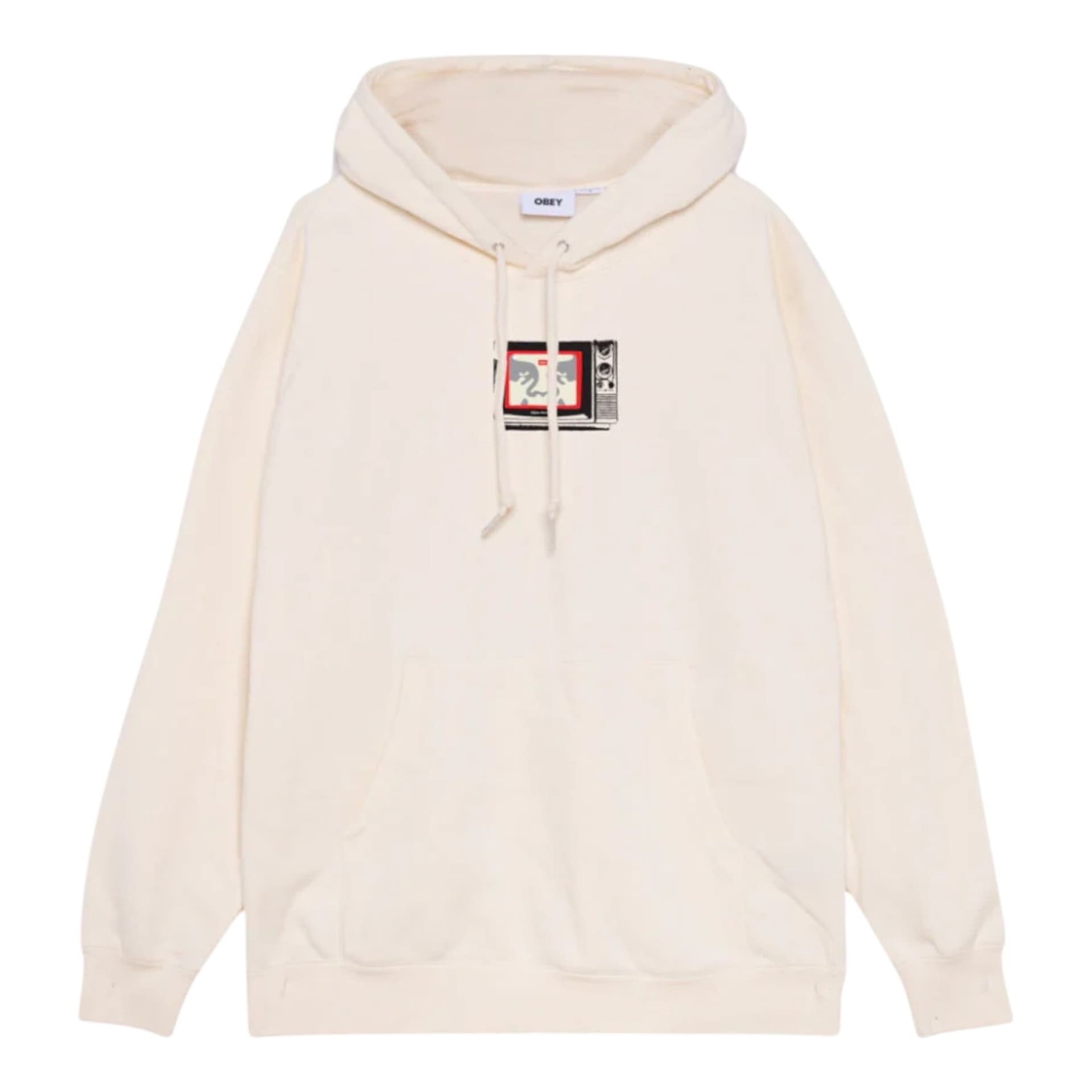 OBEY felpa uomo obey tv premium pullover fleece - unbleached da uomo in Felpe con cappuccio Drestige - Casamassima, commercioVirtuoso.it