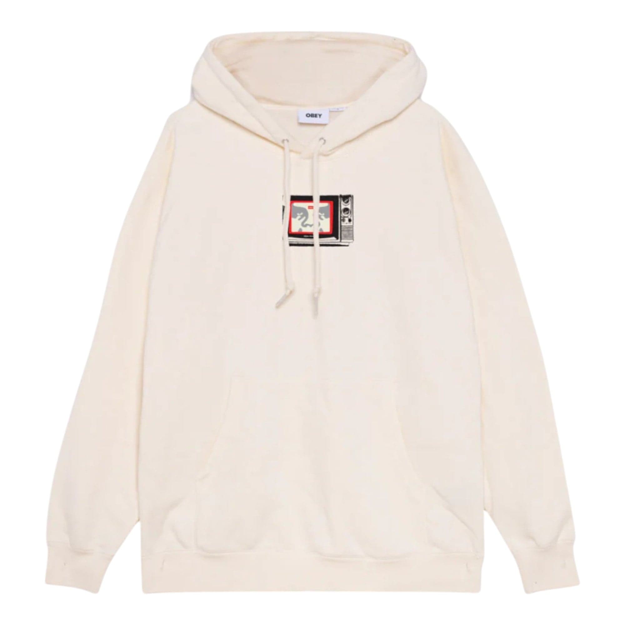 OBEY felpa uomo obey tv premium pullover fleece - unbleached da uomo in Felpe con cappuccio Drestige - Casamassima, commercioVirtuoso.it