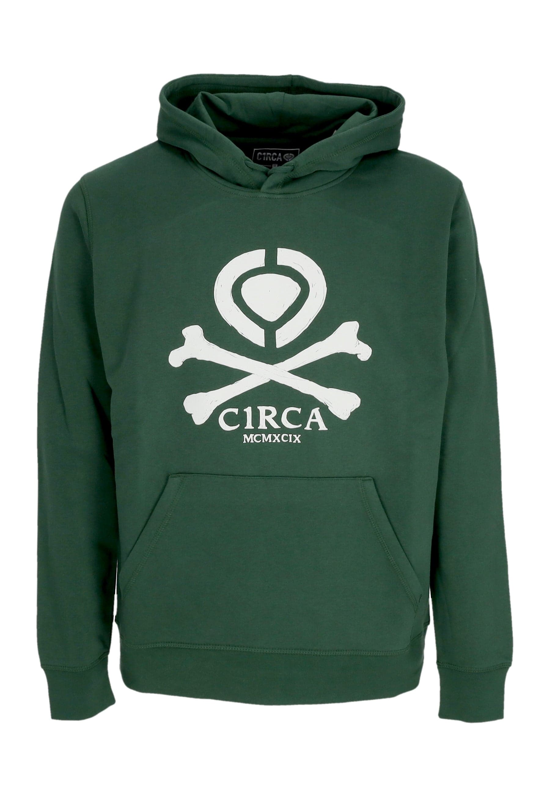 C1RCA Felpa Cappuccio Uomo Bones Hoodie Bottle Green da uomo in Felpe con cappuccio Drestige - Casamassima, commercioVirtuoso.it