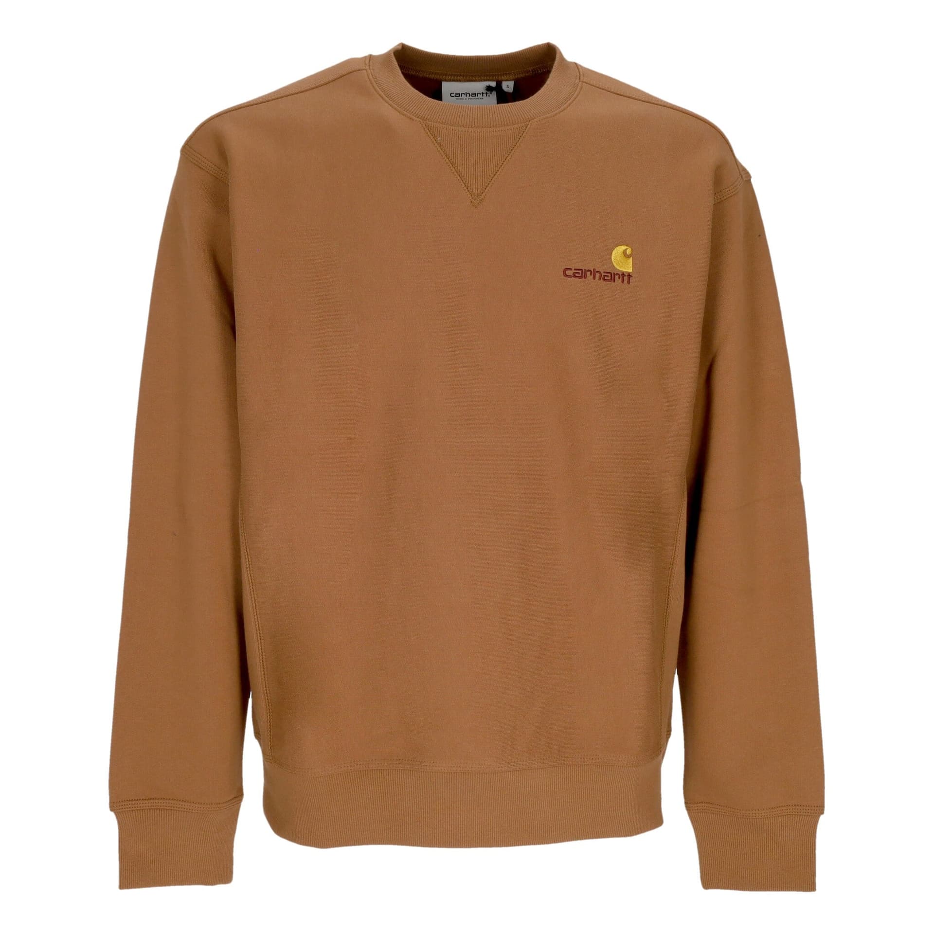 CARHARTT WIP Felpa Girocollo Uomo American Script Sweat Hamilton Brown da uomo in Felpe con cappuccio Drestige - Casamassima, commercioVirtuoso.it