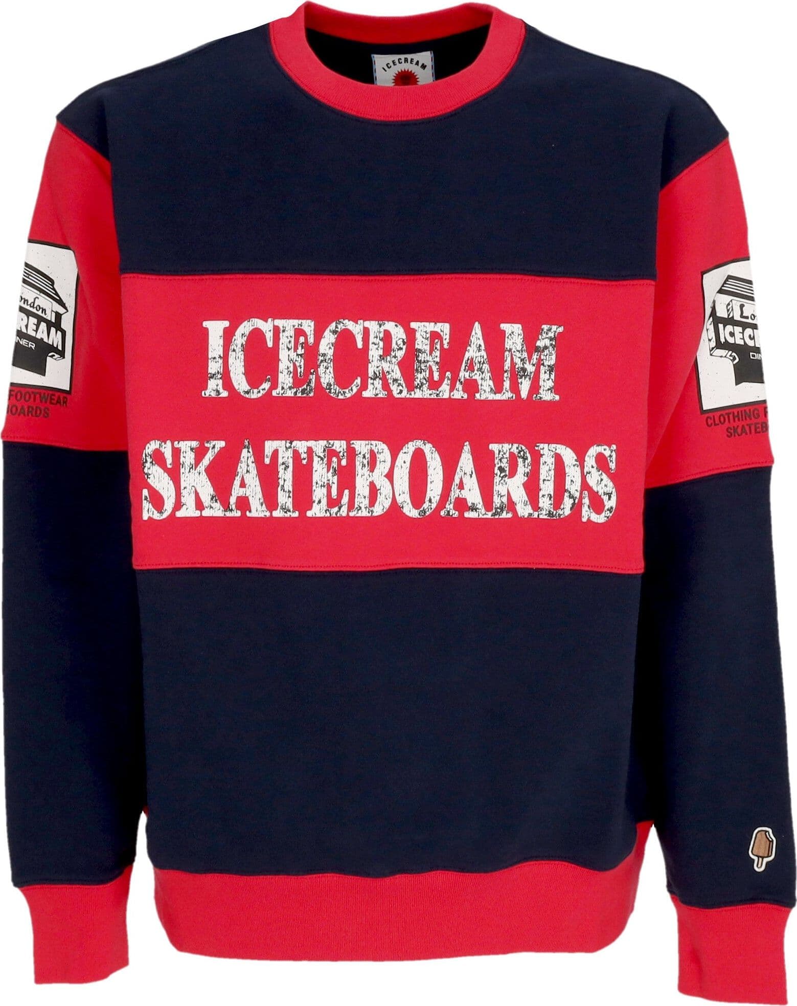 ICE CREAM Felpa Leggera Girocollo Uomo World Tour Crewneck Navy/red da uomo in Maglioni Drestige - Casamassima, commercioVirtuoso.it