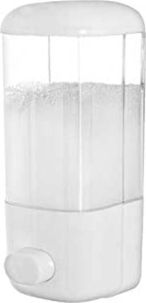 FERIDRAS---DISPENSER-DA-MURO-500ml-PER-SAPONE/GEL-SANIFICANTE---IN-PLASTICA-RESISTENTE---COLORE-BIANCO-E-TRASPARENTE