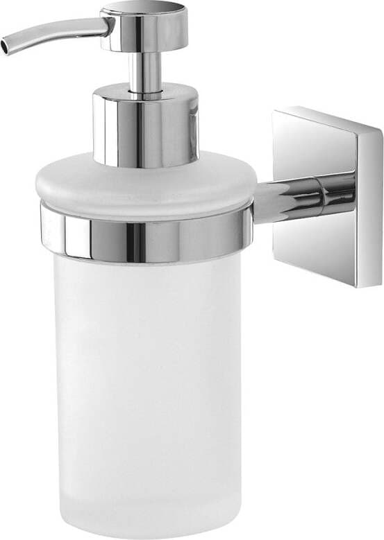 FERIDRAS--PORTA-DISPENSER-CROMO-E-VETRO-SATINATO-SERIE-EASY,-DOPPIO-FISSAGGIO