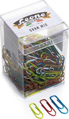 Fermagli - 125 gr - colori e misure assortiti - Leone Cancelleria e prodotti per ufficio/Archivio ufficio e accessori per scrivania/Nastri colle elastici e graffette/Graffette molle fermacarte e anelli Eurocartuccia - Pavullo, Commerciovirtuoso.it