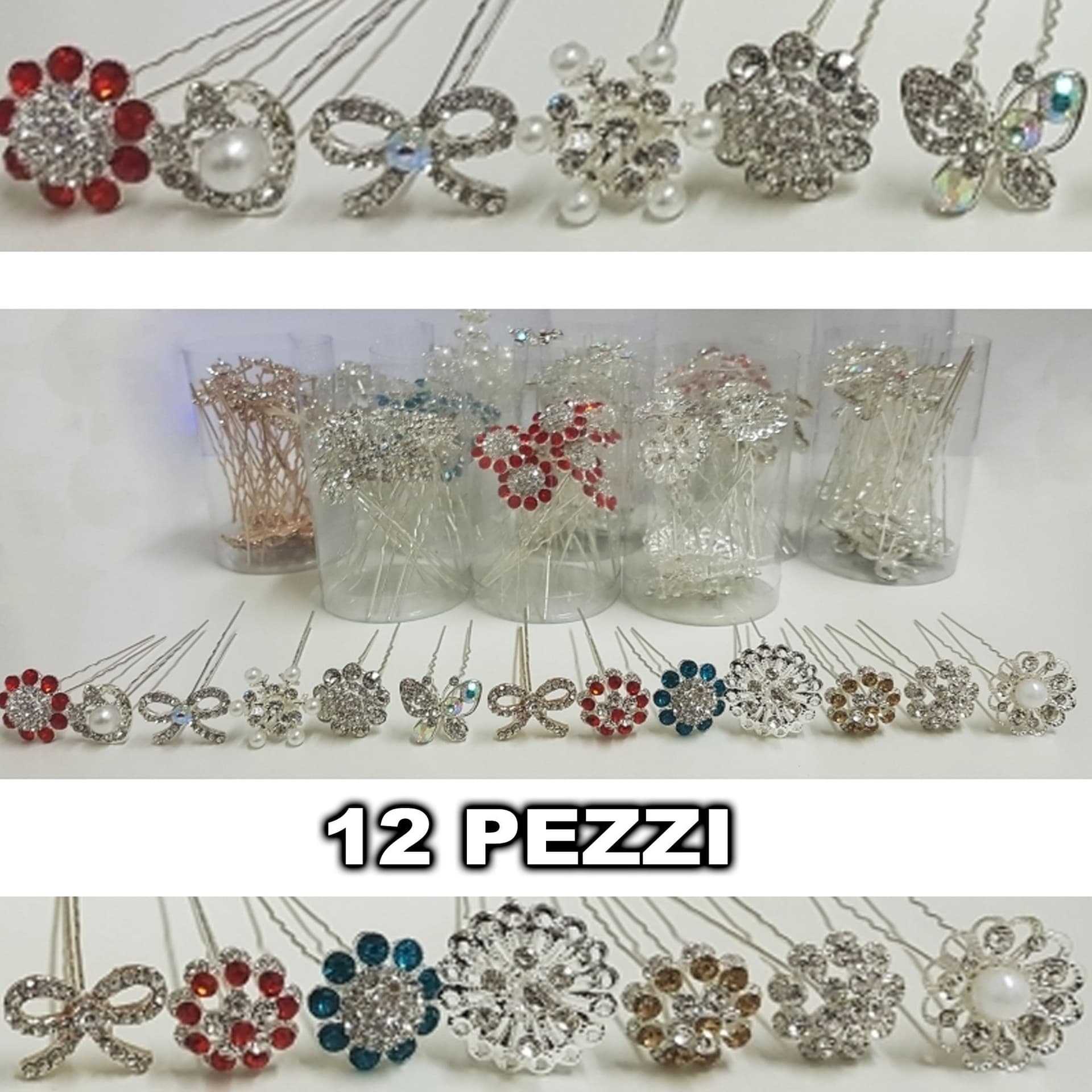 FERRETTI FORCINE GLITTER STRASS CHIGNON CAPELLI ACCESSORI ACCONCIATURA SPOSA