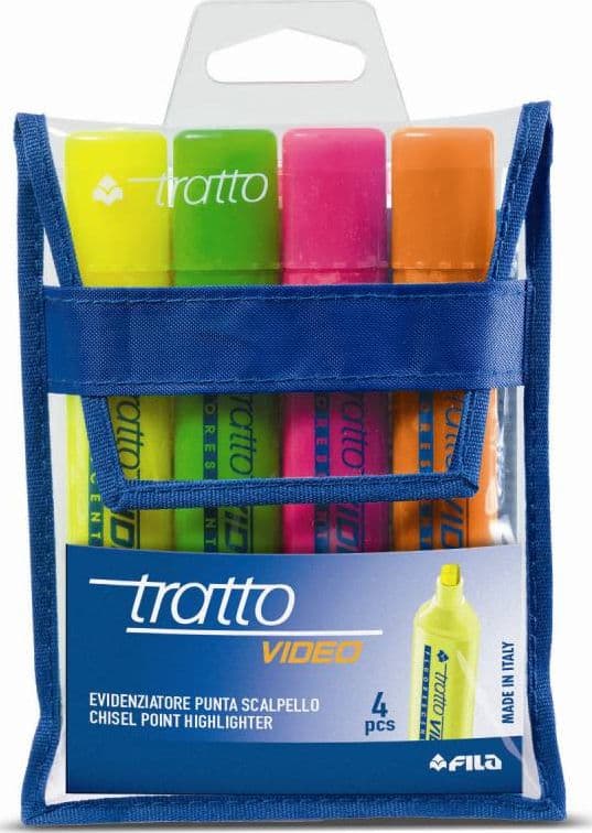 FILA-Busta-4-Evidenziatori-Tratto-Video-Multicolore