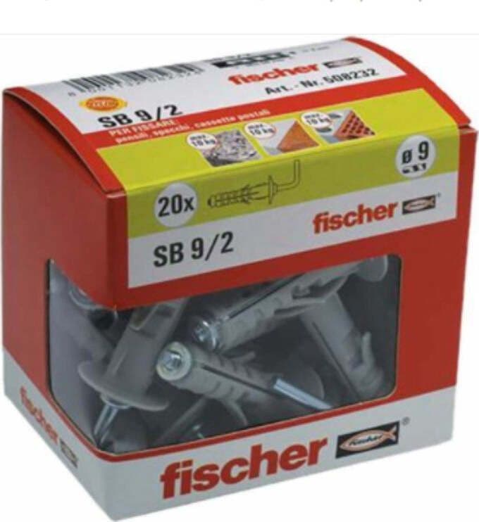 FISCHER---20-TASSELLI-AD-ESPANSIONE-SB-9/2-Y-CON-GANCIO-MEDIO---9MM