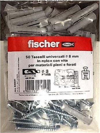 Fischer-Kit-da-50-Tasselli-Plastica-con-Viti-8mm