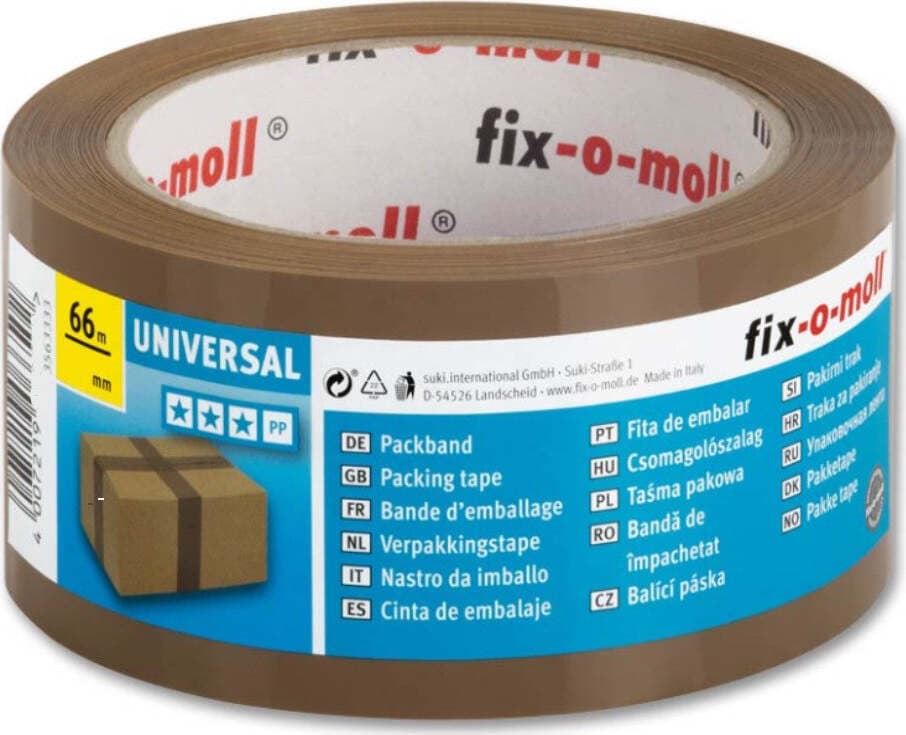 FIX-0-MOLL---66mt-x-48/48/48mm---SET-3-NASTRI-ADESIVI-DA-IMBALLO-PER-PACCHI---COLORE-AVANA