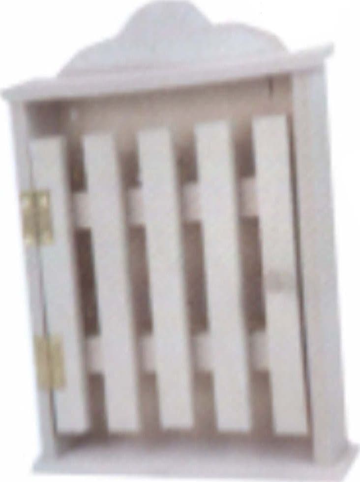 F.LLI CABRINI - PORTA CHIAVI DA PARETE A CASETTA - 6 POSTI - IN LEGNO BIANCO SPAZZOLATO