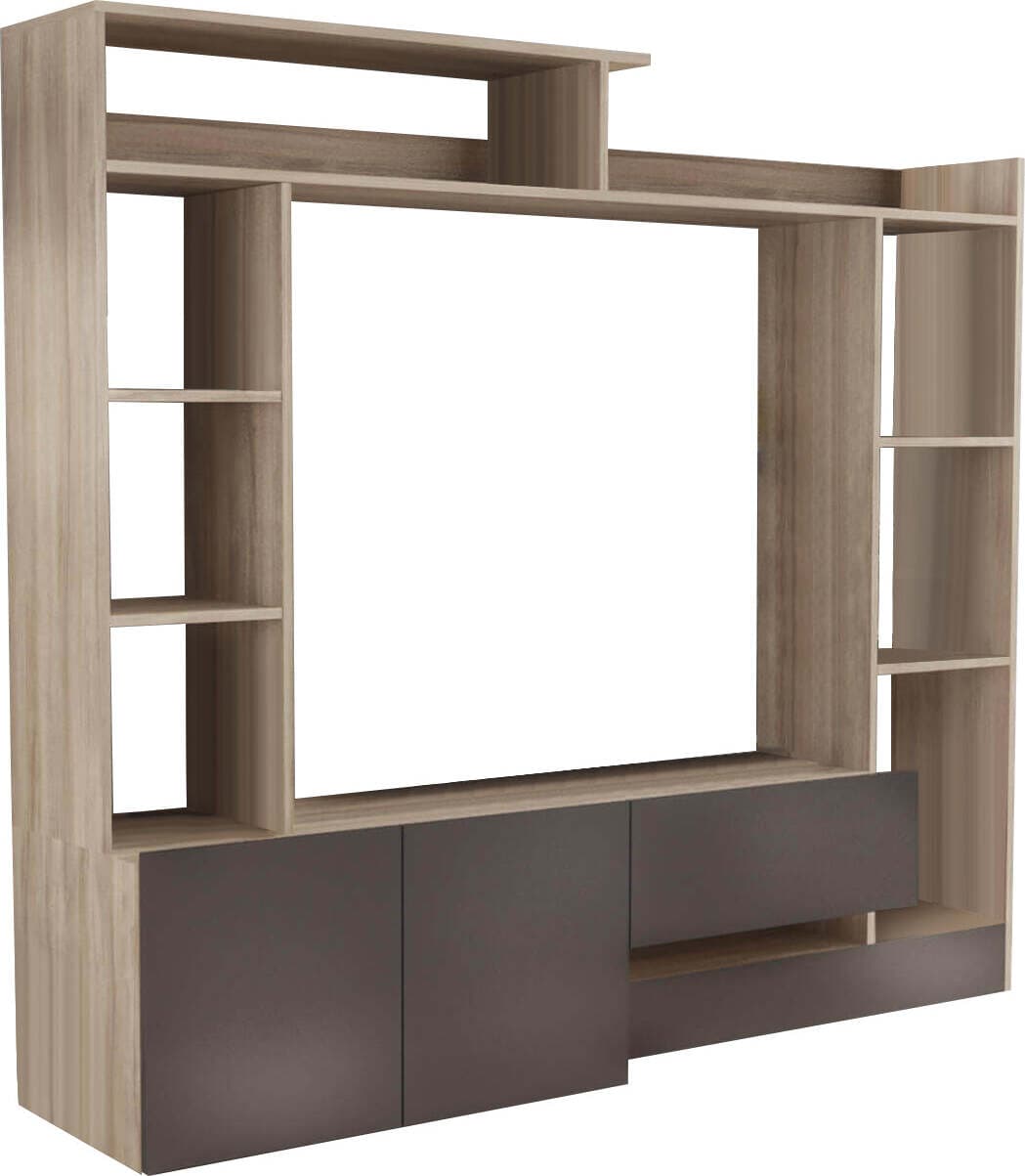 FLORIANO---parete-attrezzata-soggiorno-180x28/40x165-h-Rovere-grigio-Milani-Home