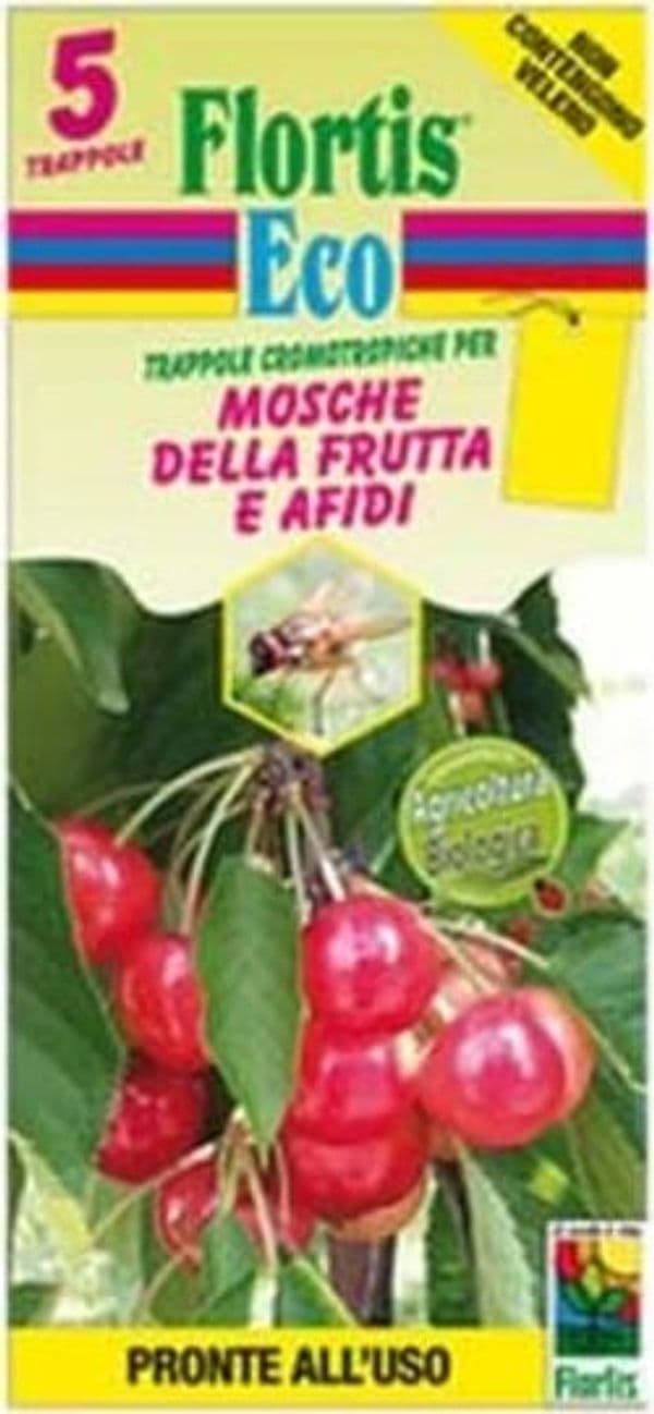 FLORTIS-ECO---CONFEZIONE-5-PEZZI---TRAPPOLA-CROMOTROPICA-GIALLA-CONTRO-MOSCHE-DELLA-FRUTTA-E-AFIDI