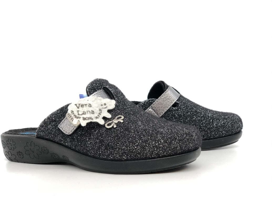 FLY FLOT Ciabatta donna chiusa antracite glitter in Pantofole Calzature Durello - Agna, commercioVirtuoso.it