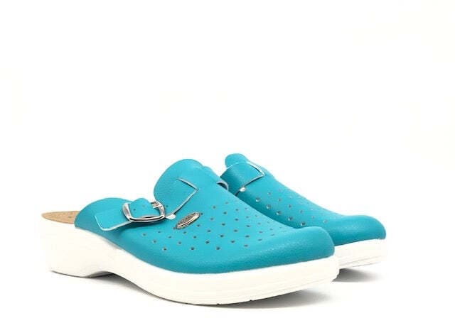 FLY FLOT Ciabatta donna sanitaria con fibbia verde acqua in Pantofole Calzature Durello - Agna, commercioVirtuoso.it