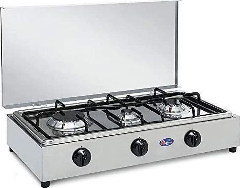 CFParker Fornello a Gas 3 Fuochi Gpl / Metano Acciaio inox con Piano Estraibile mod. FO300ACCGP