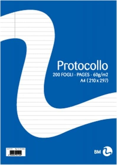 Foglio protocollo - A4 - 1 rigo - 60 gr - BM - conf. 20 pezzi Cancelleria e prodotti per ufficio/Carta blocchi e quaderni/Blocchi appunti taccuini e diari/Blocchi di fogli di ricambio Eurocartuccia - Pavullo, Commerciovirtuoso.it