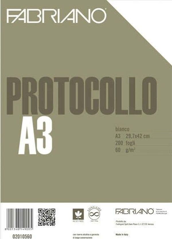 Foglio protocollo - A4 - senza rigatura - 60 gr - bianco - Fabriano - conf. 200 pezzi Cancelleria e prodotti per ufficio/Carta blocchi e quaderni/Blocchi appunti taccuini e diari/Blocchi di fogli di ricambio Eurocartuccia - Pavullo, Commerciovirtuoso.it