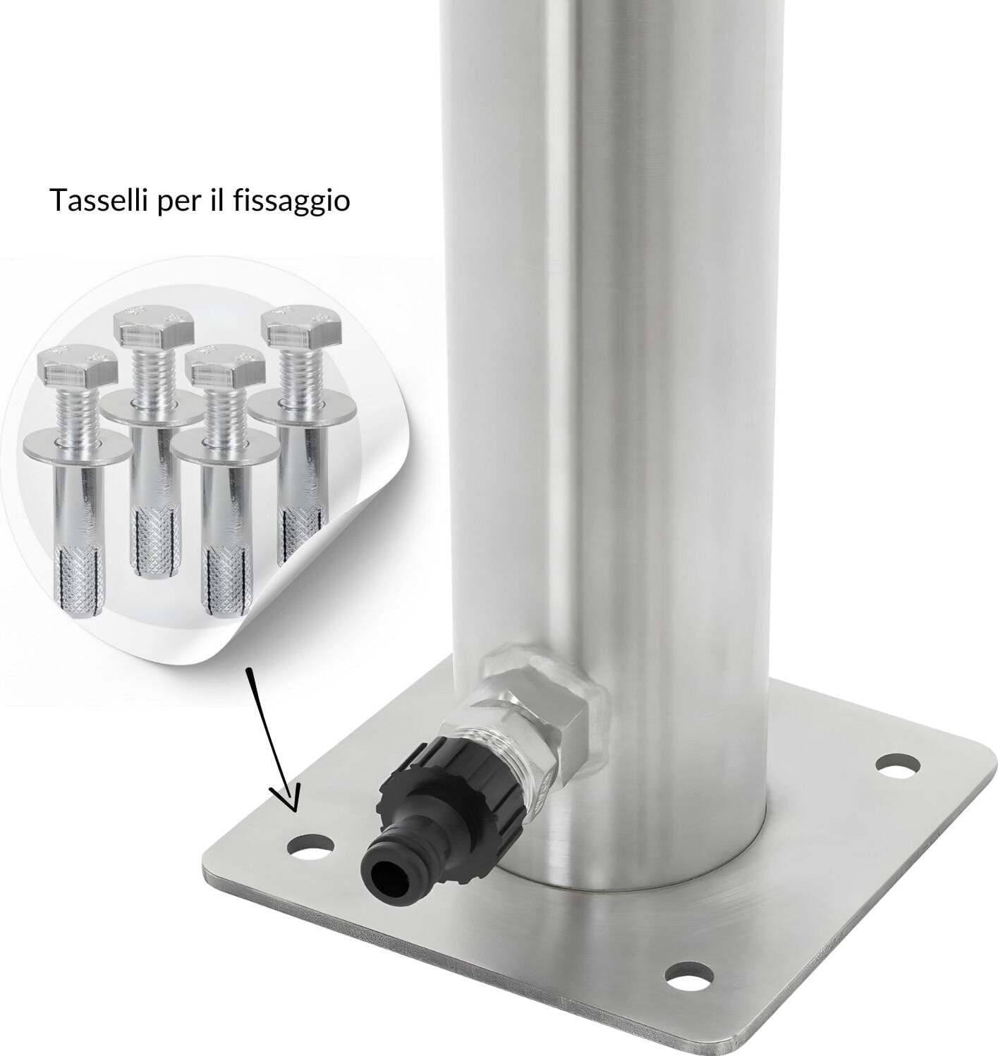 Fontana-da-Giardino-a-Colonna-esterno-in-Acciaio-Inox-con-Cover-Impermeabile