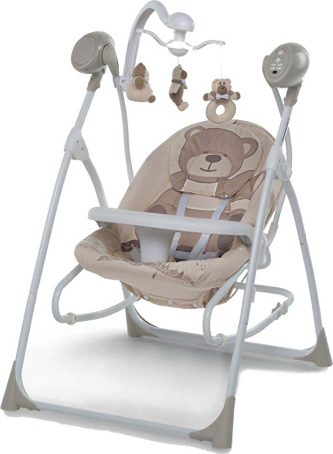 Foppapedretti Altalena Neonato Carillon Teddy Sistema 2 In 1 Utilizzabile Come Sdraietta Con Sistema A Dondolo 5 Velocità E 16 Melodie Musicali Altalena Con Telecomando E Alimentazione A Batteria O Cavo Di Corrente Fino A 9kg
