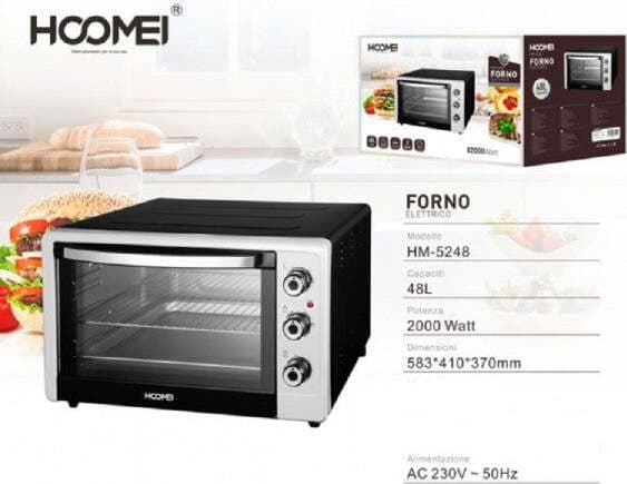 FORNO ELETTRICO 48 LITRI 2000 WATT FORNETTO CON LUCE TIMER E TERMOSTATO CUCINA