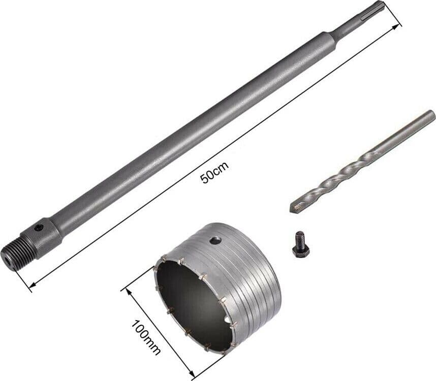 Fresa-A-Tazza-100-Mm-Asta-Prolunga-50-Cm-Per-Trapano-Attacco-Sds-Plus-Tools