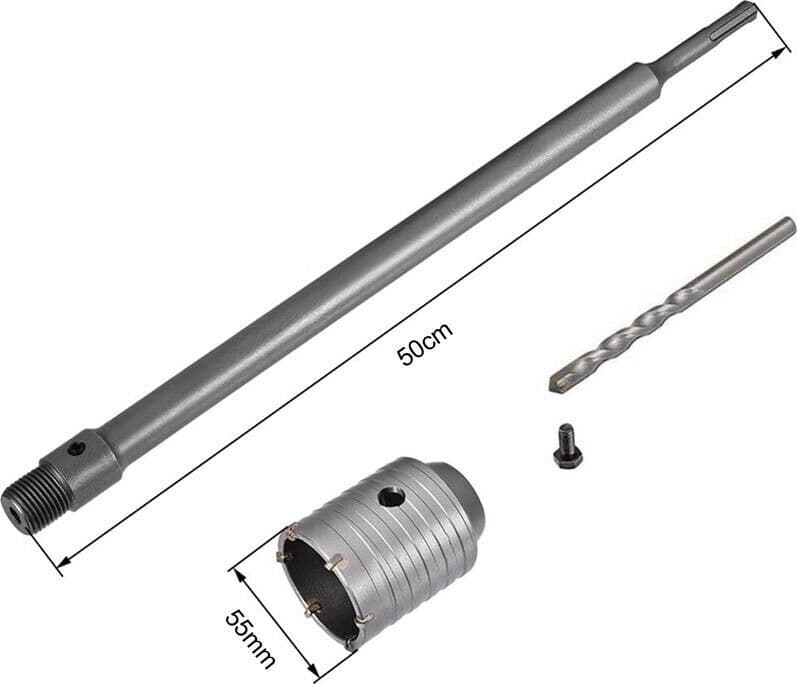 Fresa-A-Tazza-55-Mm-Asta-Prolunga-50-Cm-Per-Trapano-Attacco-Sds-Plus-Tools