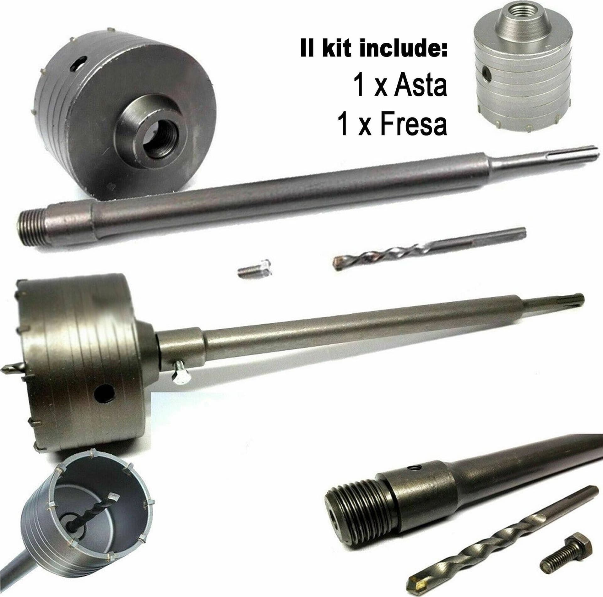 Fresa-A-Tazza-Carotatrice-Per-Muro-Pietra-Da-30-A-160mm-+-Asta-Da-60cm-Sds-Plus