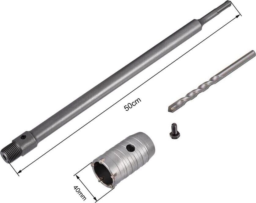 Fresa-Per-Muro-A-Tazza-40-Mm-Asta-Prolunga-50-Cm-Per-Trapano-Attacco-Sds-Plus-Tools