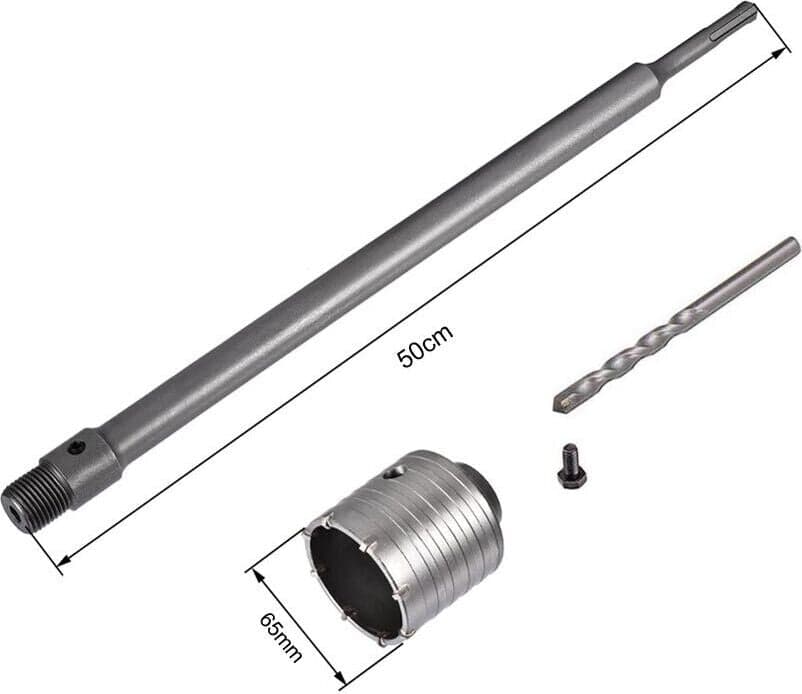 Fresa-Per-Muro-A-Tazza-65-Mm-Asta-Prolunga-50-Cm-Per-Trapano-Attacco-Sds-Plus-Tools