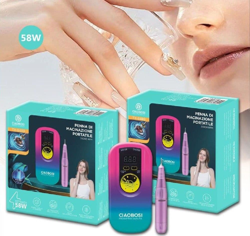 FRESA UNGHIE PORTATILE 35000GIRI RICARICABILE MANICURE PEDICURE NAIL 58W TX-8489