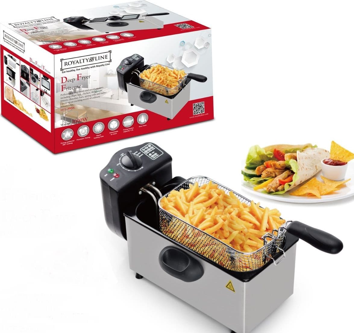 Friggitrice Elettrica Professionale Acciaio Inox 3 Litri 2000w Royalty Line Trade Shop italia - Napoli, Commerciovirtuoso.it