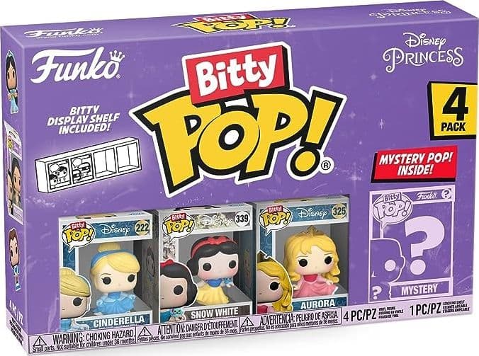 FUNKO-BITTY-POP-DISNEY-PRINCESS-CINDERELLA,-SNOW-WHITE,-AURORA-E-UNA-MINI-FIGURA-MISTERIOSA-A-SORPRESA
