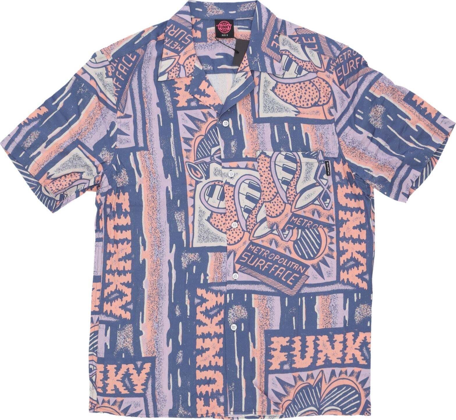 FUNKY-Camicia-Manica-Corta-Uomo-Surface-Viscose-Shirt-Stone-Multi-da-uomo