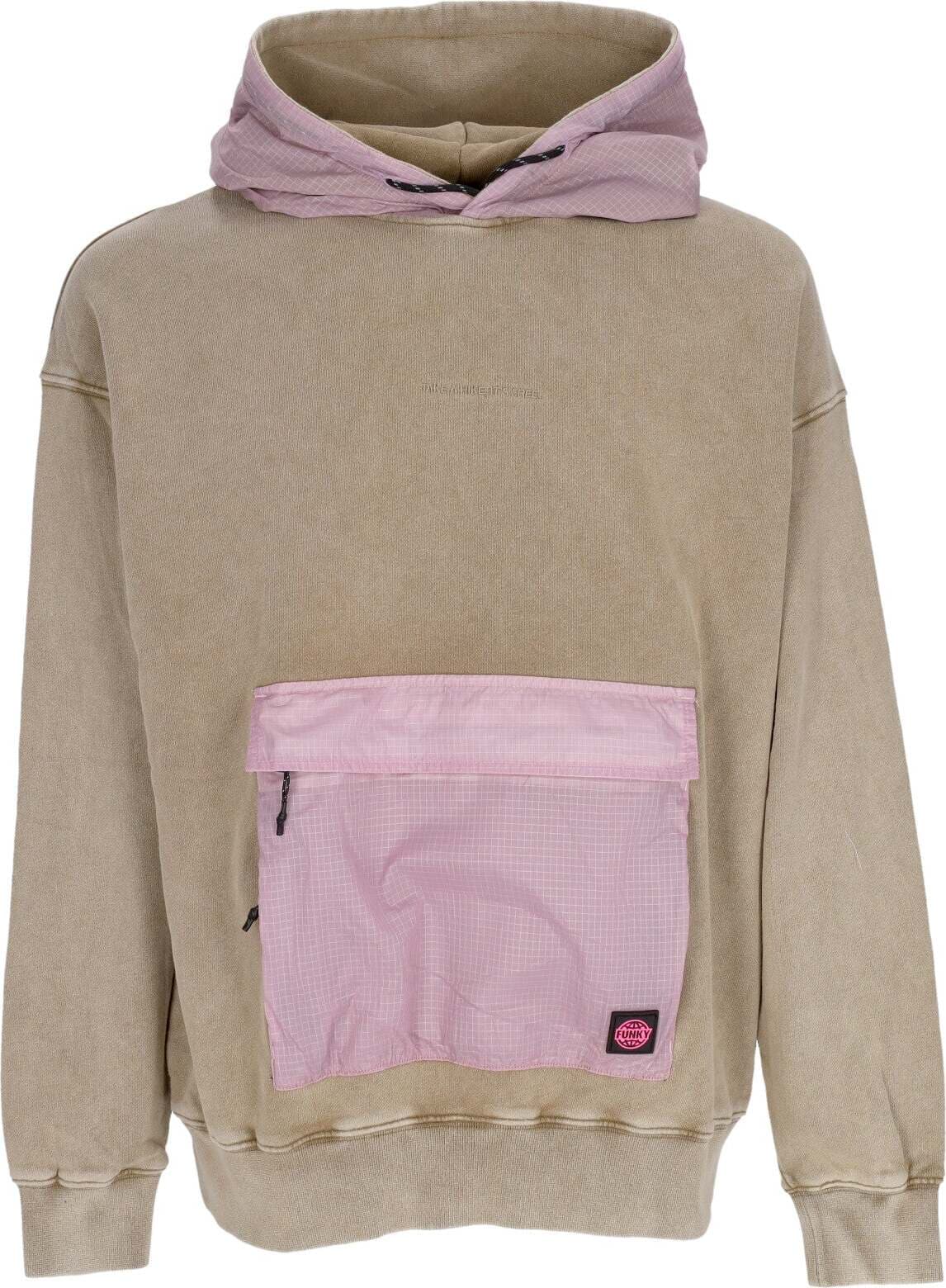 FUNKY-Felpa-Leggera-Cappuccio-Uomo-Hike-Tech-Hoodie-Washed-Sand-da-uomo