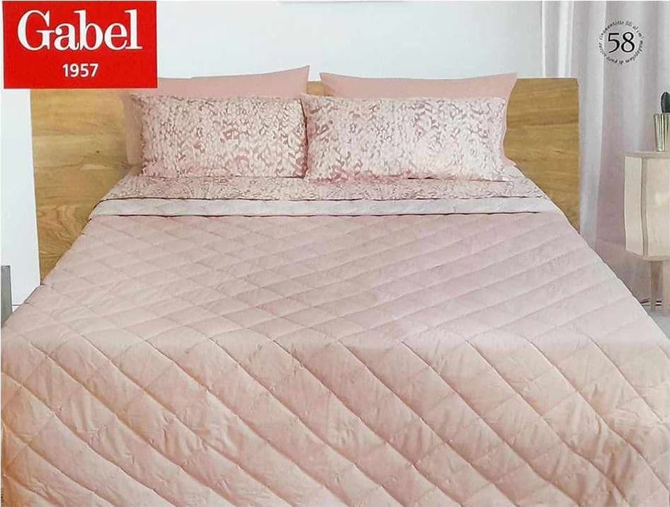 GABEL 1 PIAZZA SINGOLO TRAPUNTINO COPRILETTO TRAPUNTATO CHEWRON ROSA RIGHE SOTTILI COTONE