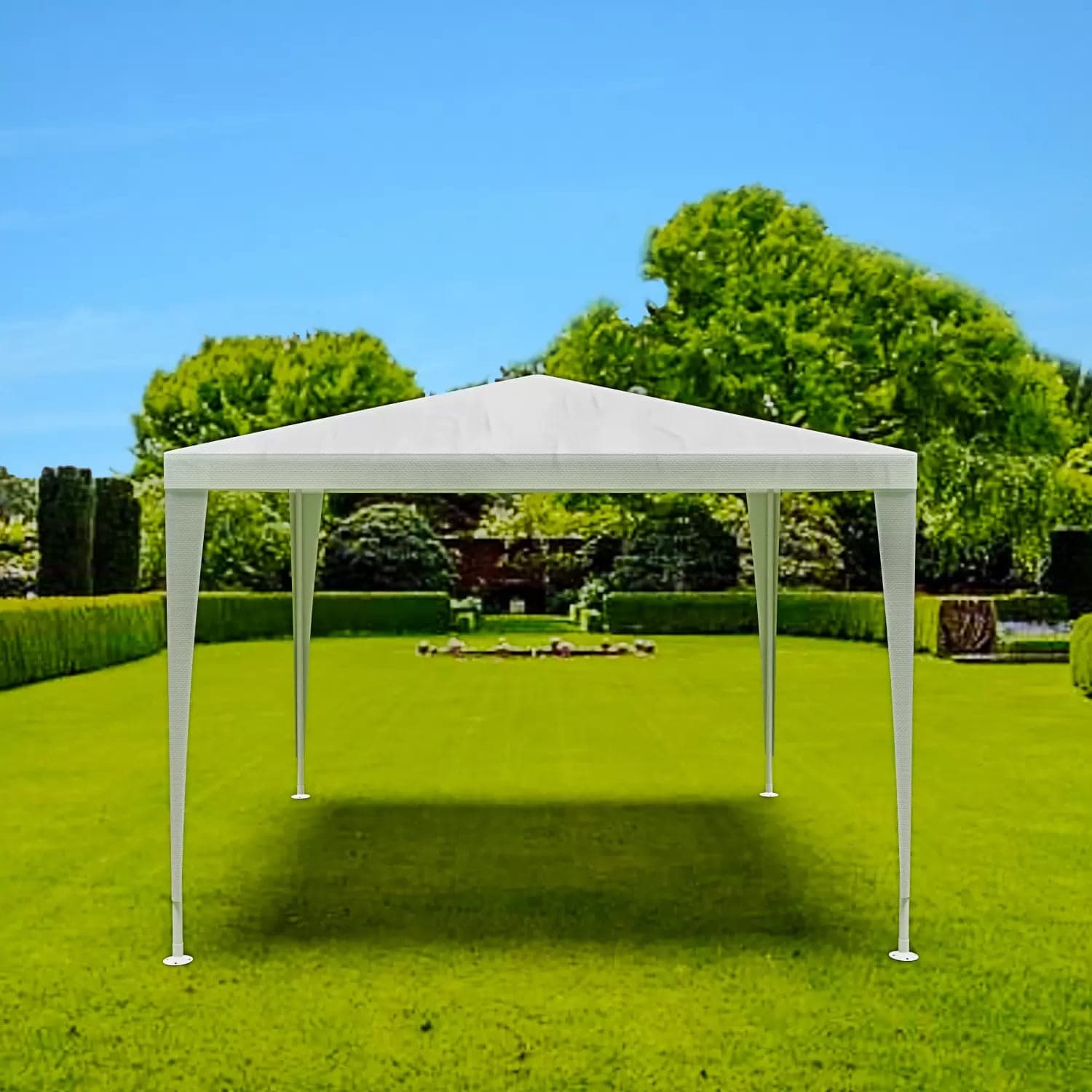 Gazebo-3-x-3-Metri-Bianco-Struttura-in-Acciaio-Copertura-In-PE-110-gr/m²-Impermeabile-Idrorepellente
