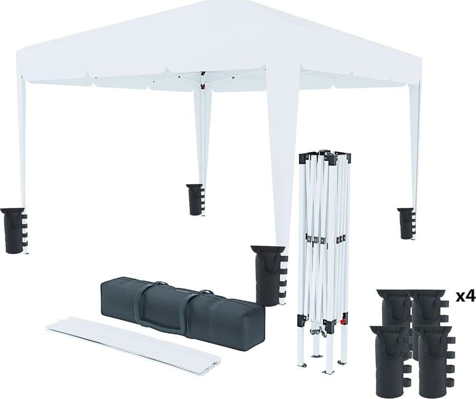 Gazebo Pieghevole Idrorepellente 3x3Mt Da Giardino Con 4 Sacche Per Pesi e Sacca per Trasporto