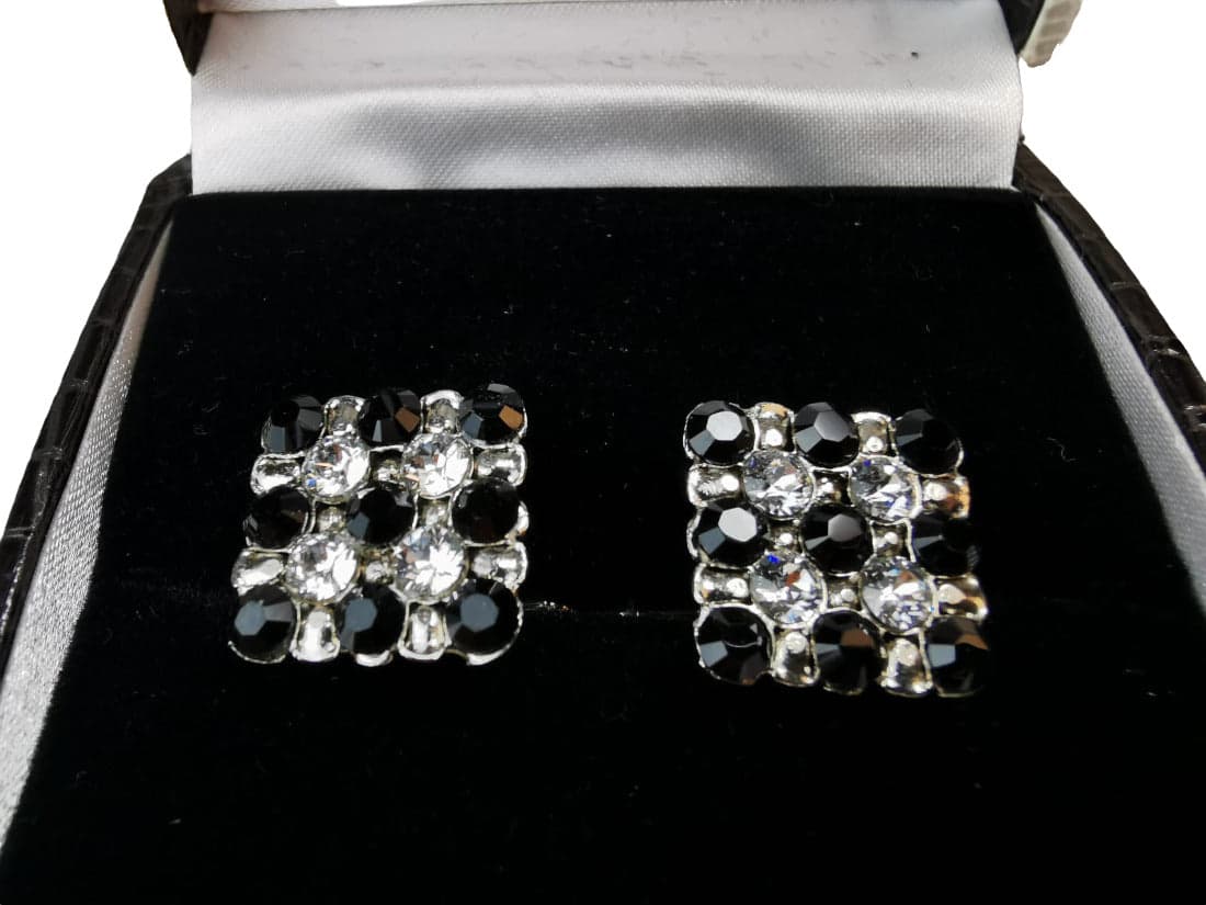Gemelli per polsini Paolo da Ponte - fantasia pietre nere e trasparenti incastonate su acciaio - colore nero/acciaio in Gemelli per polsini camicia Couture - Sestu, commercioVirtuoso.it
