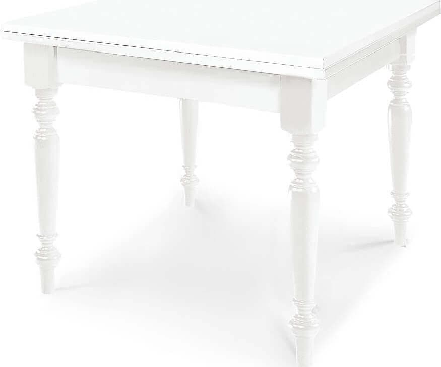 GEORDIE---tavolo-da-pranzo-allungabile-a-libro-in-legno-massello-100x100/200-bianco-gamba-tornita-Bianco-Milani-Home