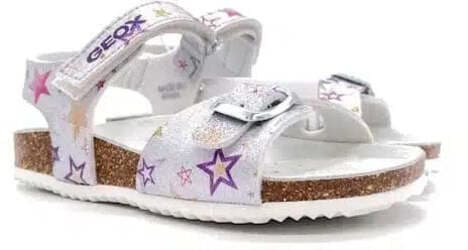 GEOX Sandalo bambina Silver glitter con stelle in Sandali Calzature Durello - Agna, commercioVirtuoso.it