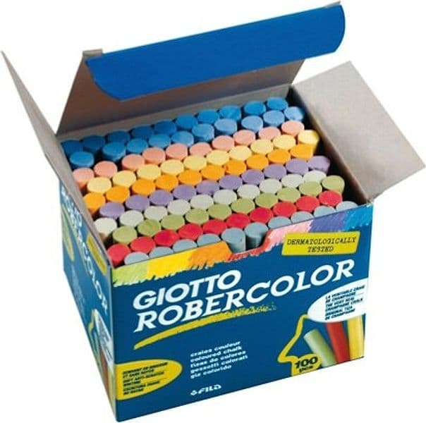 Gessetti Robercolor - lunghezza 80mm con diametro 10mm - colorati - Giotto - Scatola 100 gessetti tondi Giochi e giocattoli/Attività creative/Accessori per disegnare e colorare/Gessetti Eurocartuccia - Pavullo, Commerciovirtuoso.it
