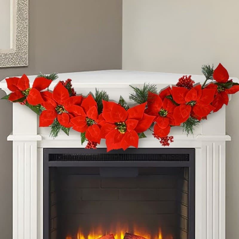 Ghirlanda Natalizia Con Stella Di Natale 5 Fiori Decorazioni Natalizie Casa in Ghirlande e corone Trade Shop italia - Napoli, commercioVirtuoso.it
