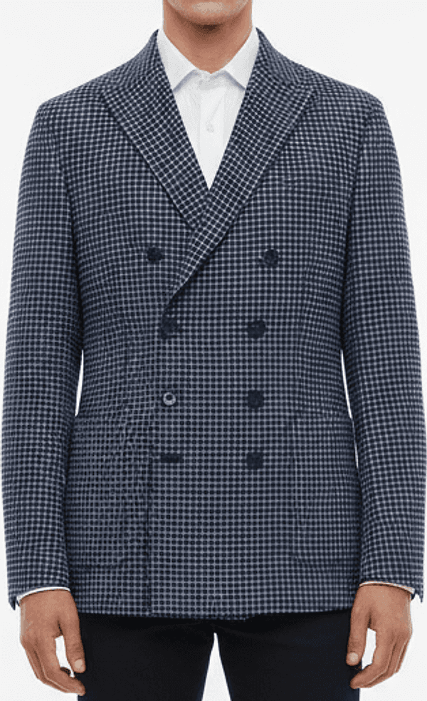Giacca uomo THE GIGI - Doppio petto - Quadri piccoli Blu/bianco in Blazer Couture - Sestu, commercioVirtuoso.it