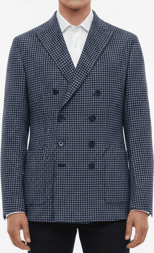 Giacca uomo THE GIGI - Doppio petto - Quadri piccoli Blu/bianco in Blazer Couture - Sestu, commercioVirtuoso.it