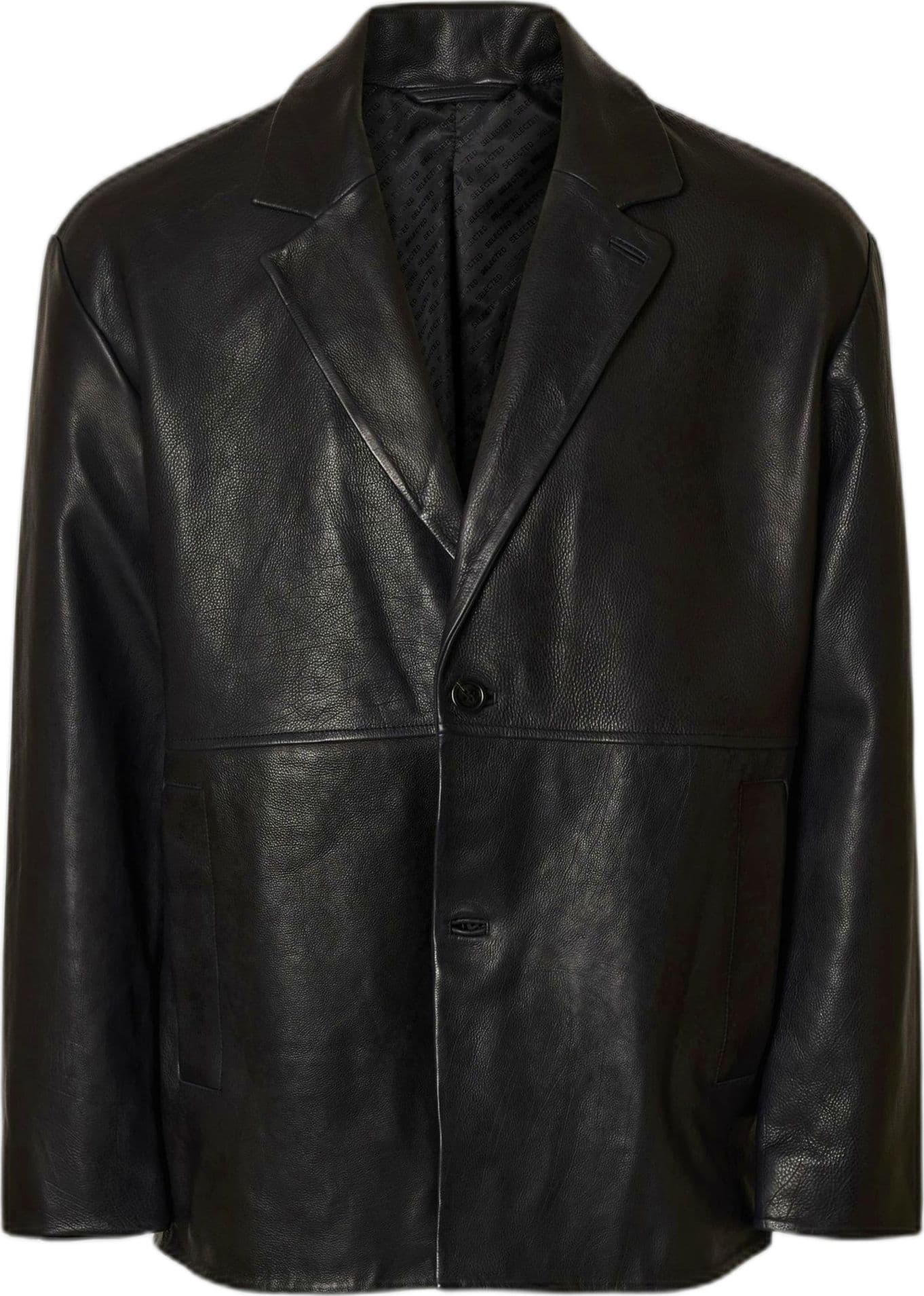 SELECTED HOMME giacca selected homme grain leather hybrid blazer - black da uomo in Giacche Drestige - Casamassima, commercioVirtuoso.it