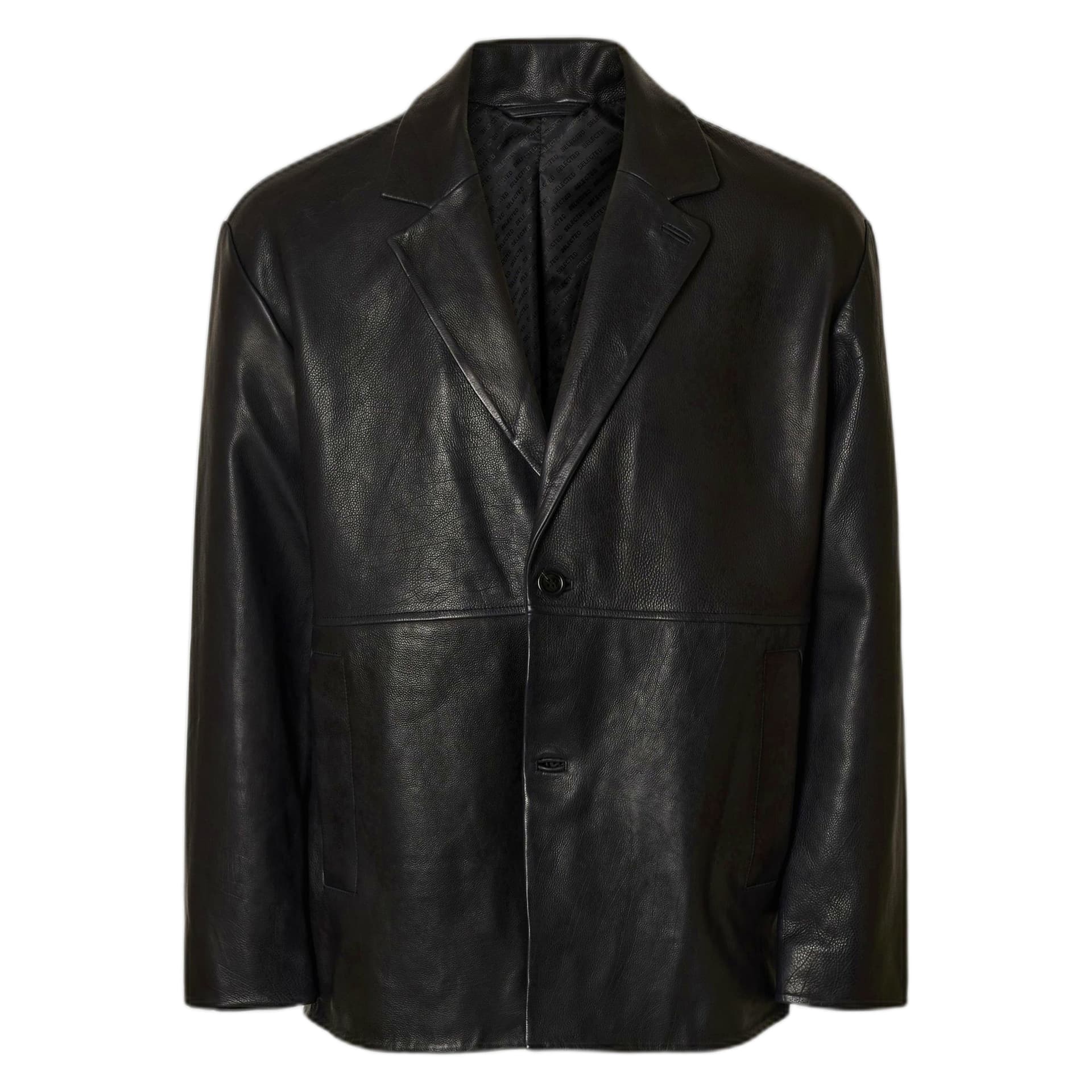 SELECTED HOMME giacca selected homme grain leather hybrid blazer - black da uomo in Giacche Drestige - Casamassima, commercioVirtuoso.it