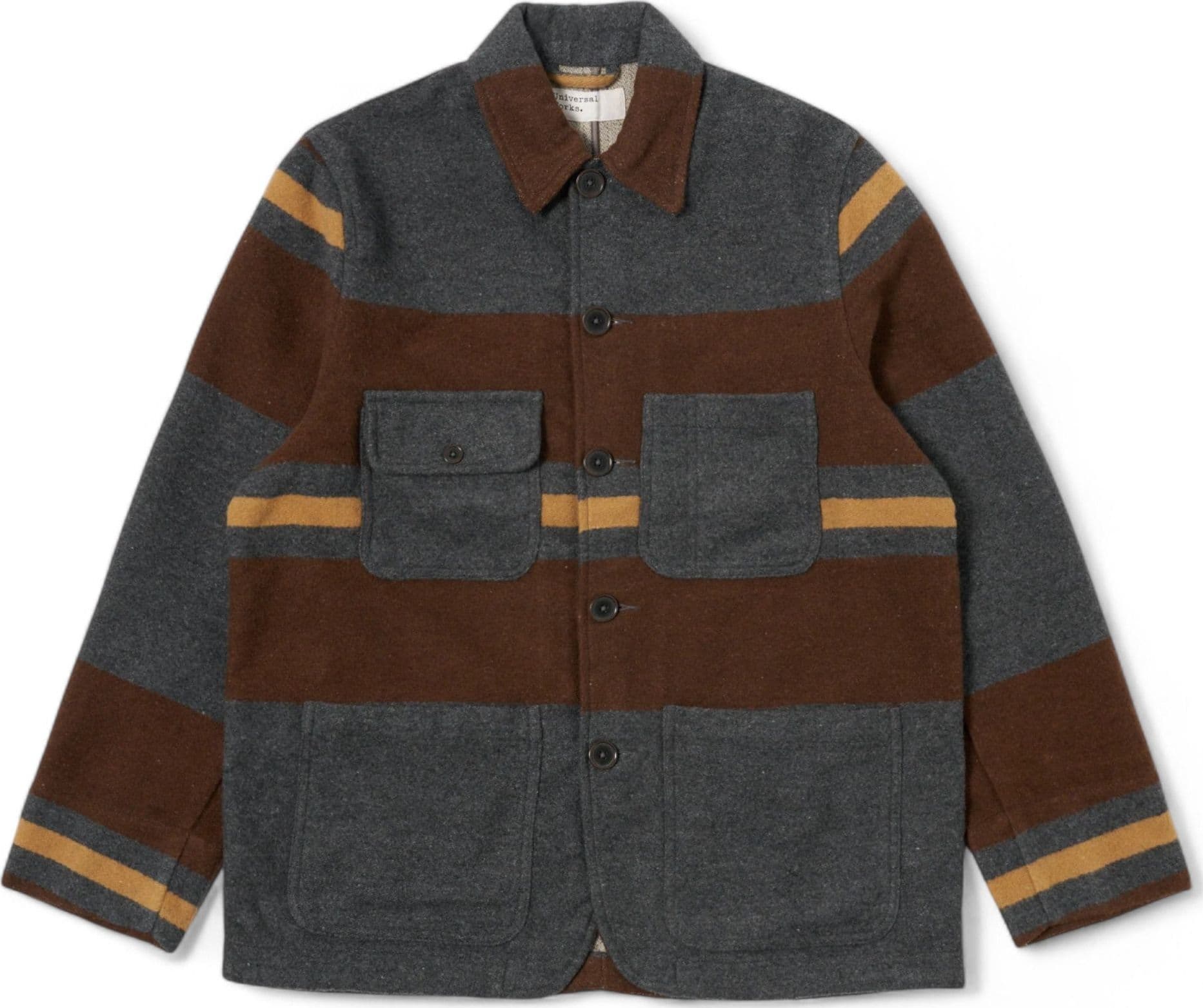 UNIVERSAL WORKS giacca universal works merchant - charcoal stripe da uomo in Abbigliamento tecnico e protettivo Drestige - Casamassima, commercioVirtuoso.it