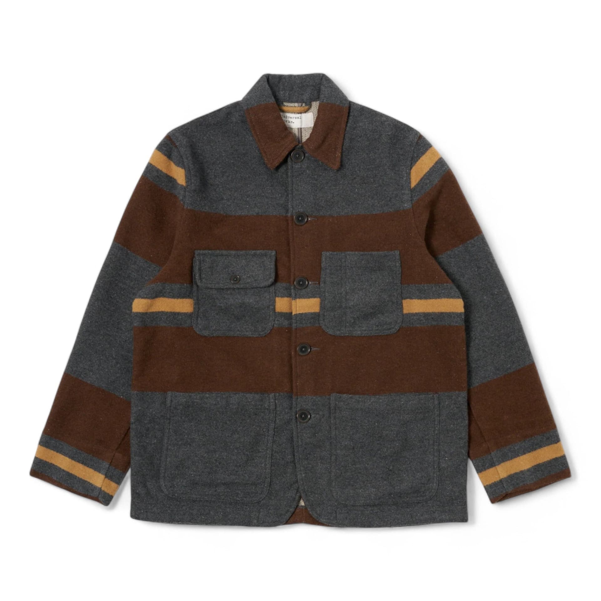 UNIVERSAL WORKS giacca universal works merchant - charcoal stripe da uomo in Abbigliamento tecnico e protettivo Drestige - Casamassima, commercioVirtuoso.it